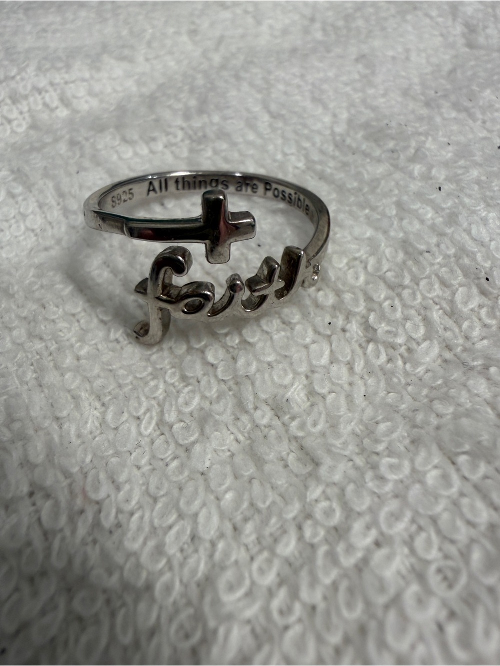 Sterling Silver "Faith" Ring with Cross - Inspirational Jewelry(S925)